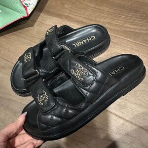 Black Quilted Designer  Sandals